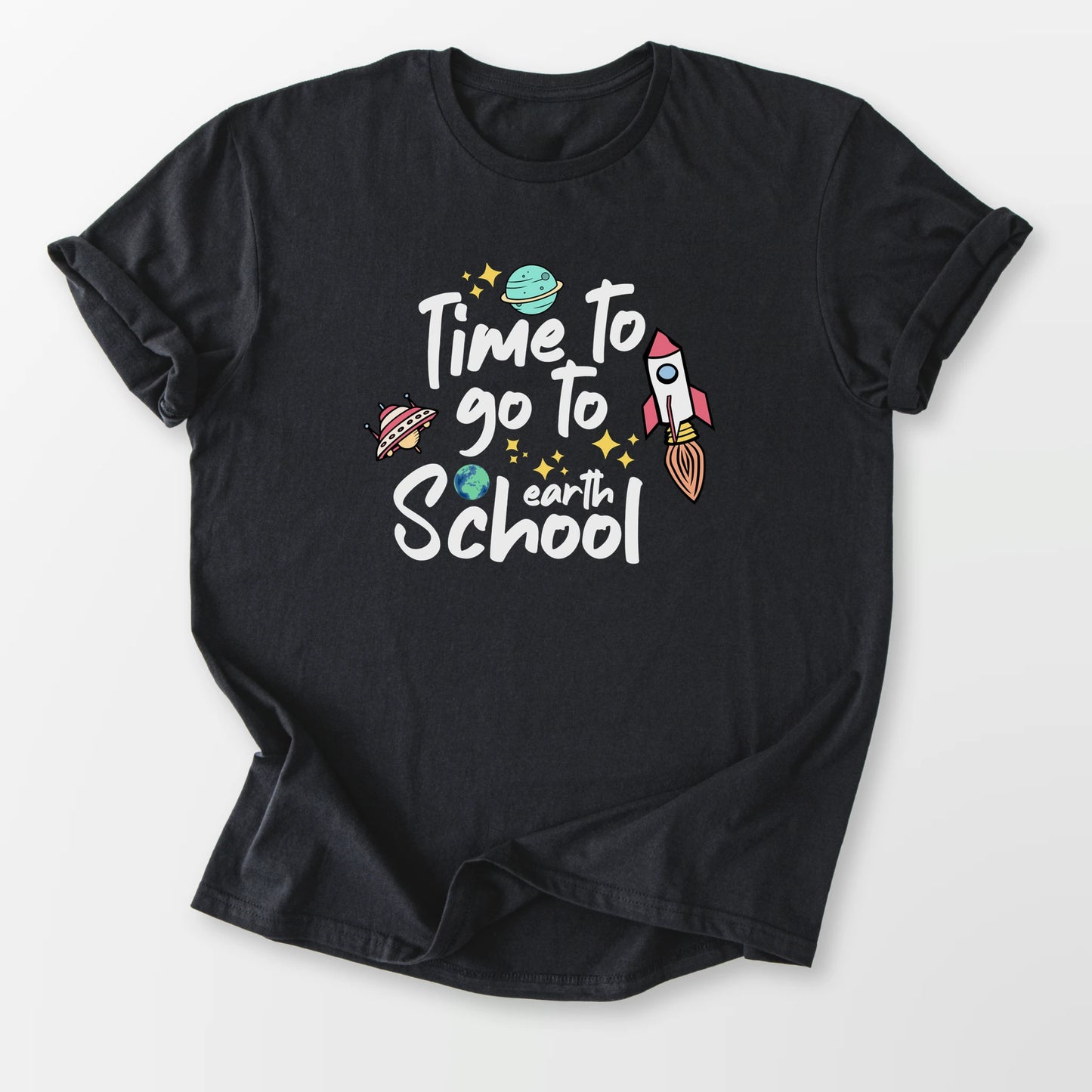 Time To Go To Earth Tee Black T-Shirt