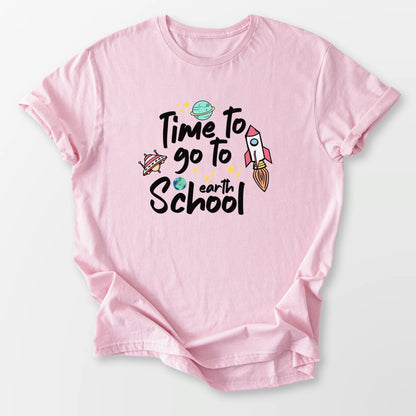 Time To Go To Earth Tee Light Pink T-Shirt