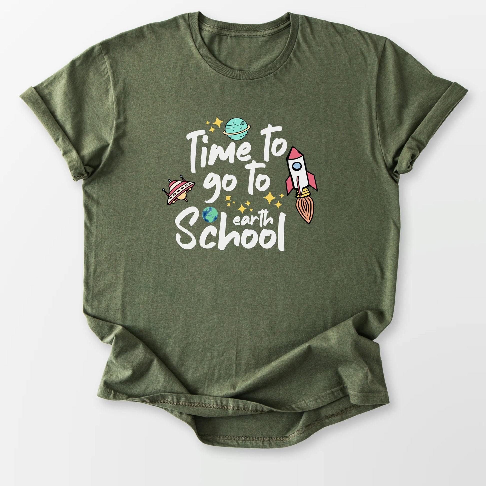 Time To Go To Earth Tee Military Green T-Shirt