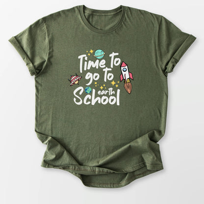 Time To Go To Earth Tee Military Green T-Shirt