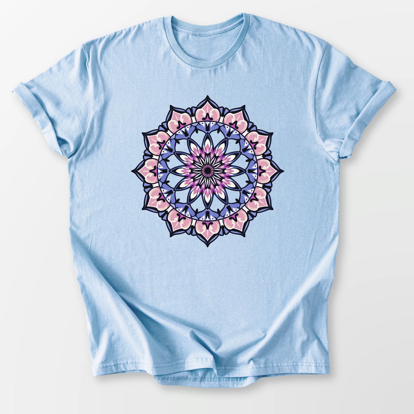 Vintage Amethyst Mandala Tee Light Blue T-Shirt