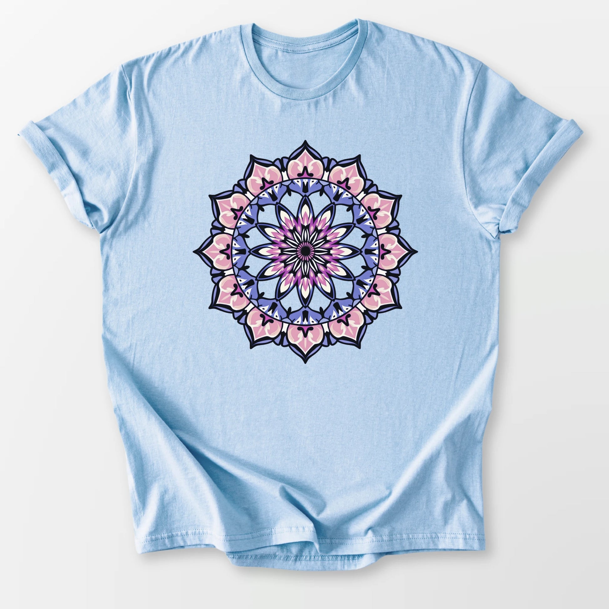 Vintage Amethyst Mandala Tee Light Blue T-Shirt
