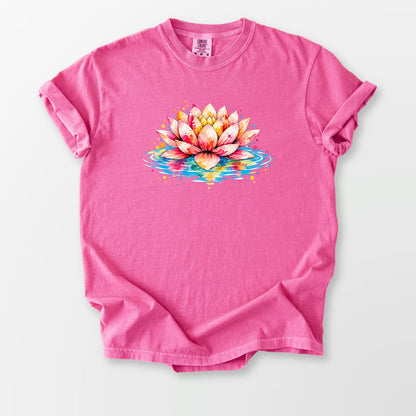 Watercolor Lotus Comfort Tee Crunchberry T-Shirt