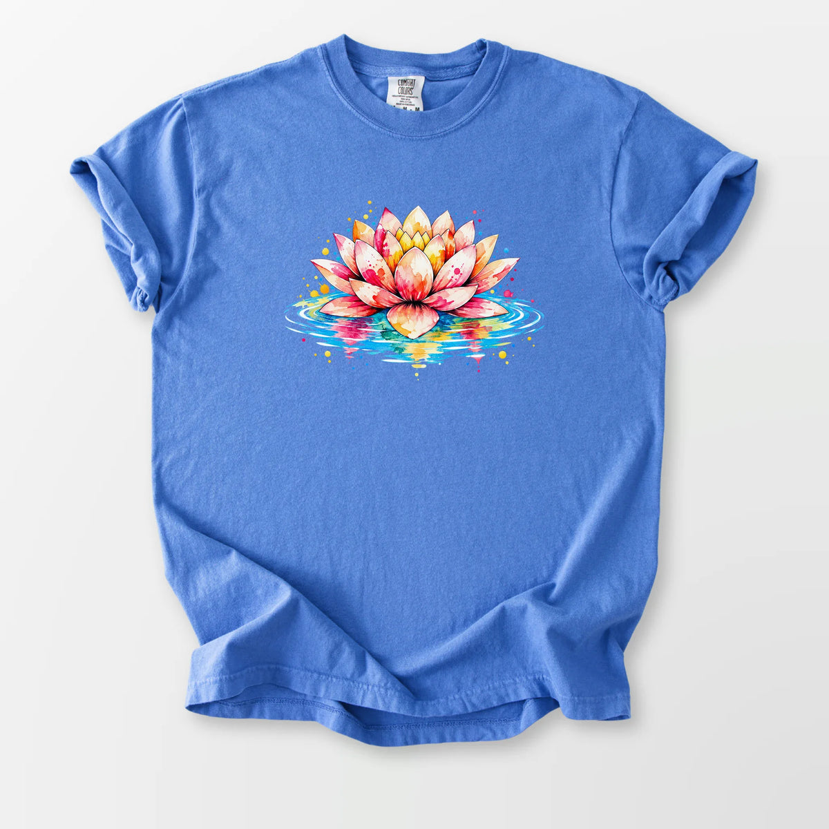 Watercolor Lotus Comfort Tee Mystic Blue T-Shirt