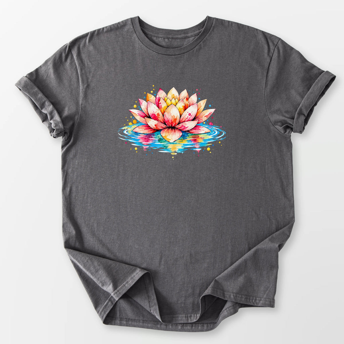 Watercolor Lotus Tee Charcoal T-Shirt