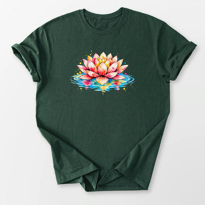 Watercolor Lotus Tee Forest Green T-Shirt