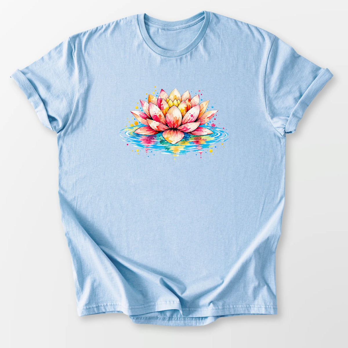 Watercolor Lotus Tee Light Blue T-Shirt