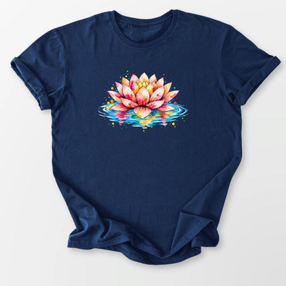 Watercolor Lotus Tee Navy T-Shirt