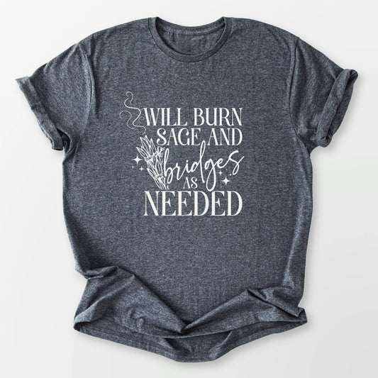 Will Burn Sage Tee Dark Heather Grey T-Shirt