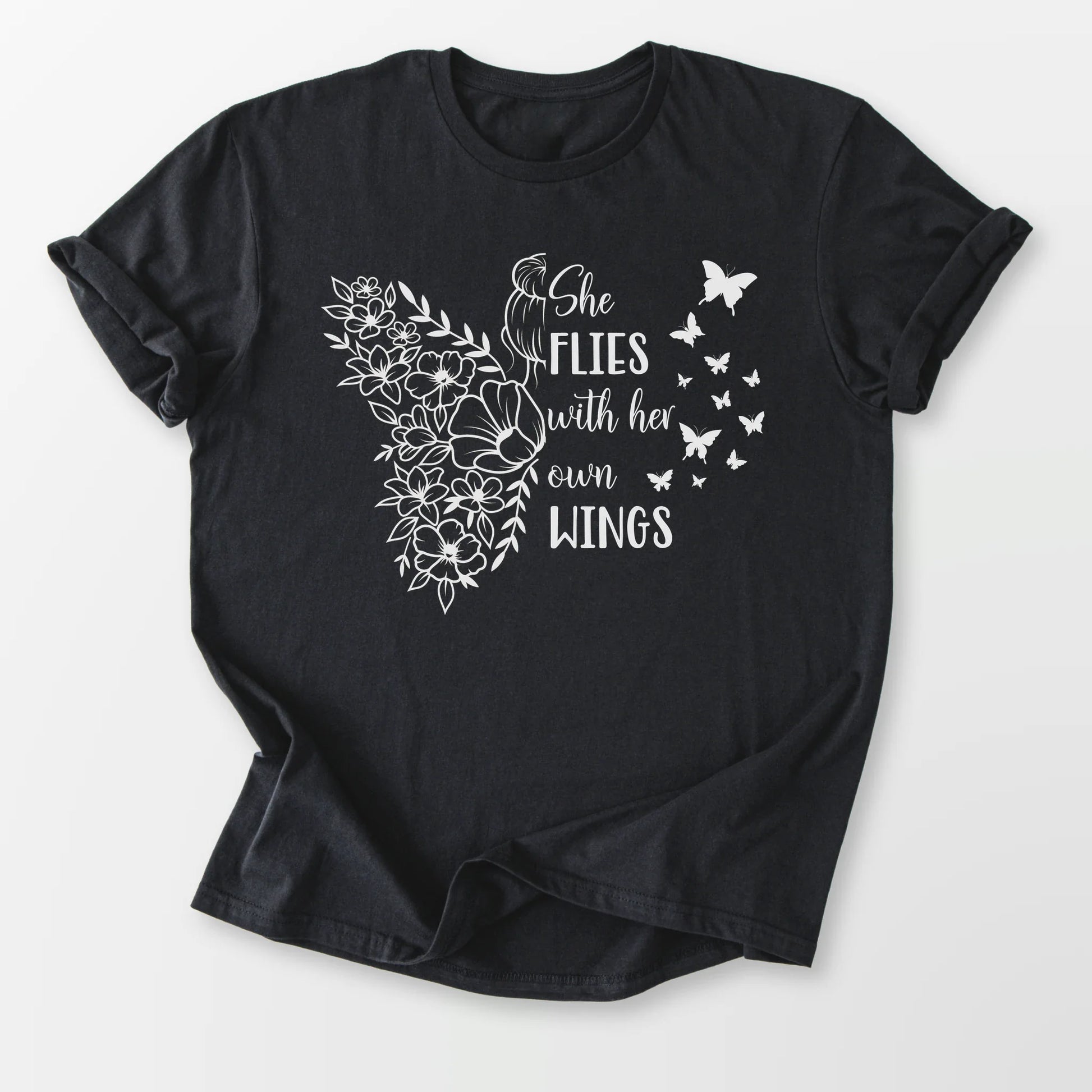 With Her Own Wings Tee Black T-Shirt