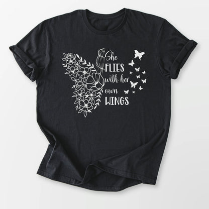 With Her Own Wings Tee Black T-Shirt