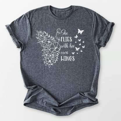 With Her Own Wings Tee Dark Heather Grey T-Shirt