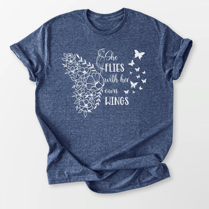 With Her Own Wings Tee Heather Navy T-Shirt