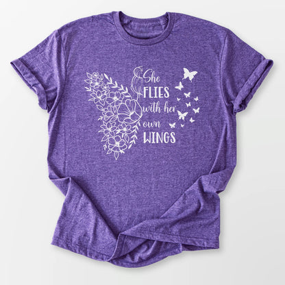 With Her Own Wings Tee Heather Purple T-Shirt