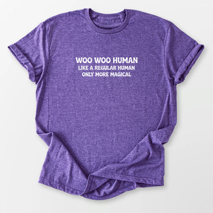 Woo Woo Human Tee Heather Purple T-Shirt
