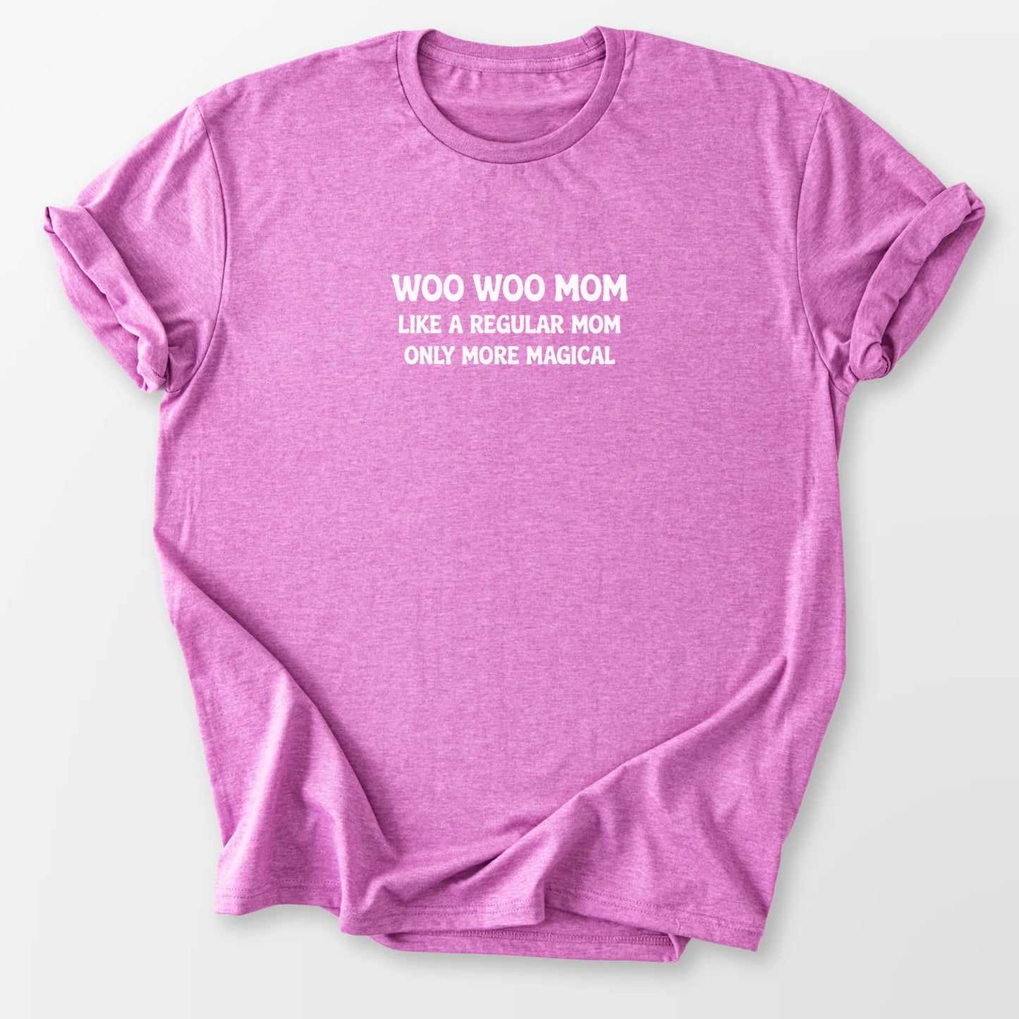 Woo Woo Mom Tee Heather Radiant Orchid T-Shirt